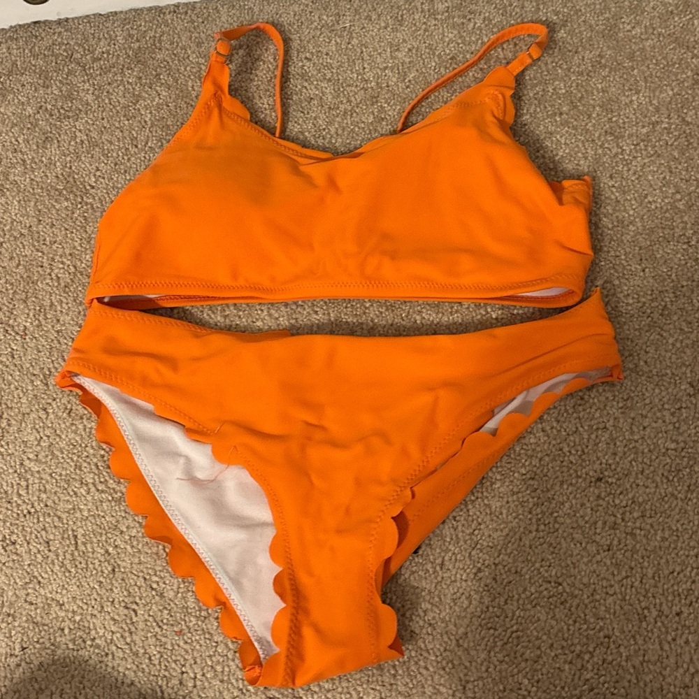 orange 2 peice bikini